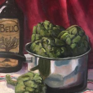 ARTICHOKES 12"x16" oil painting, $275