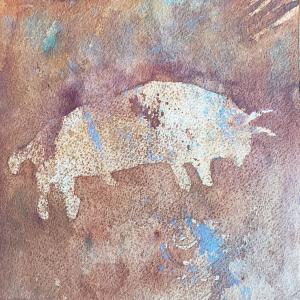 BUFFALO - WELL HIDDEN IN ARCHES N.P. 8"X8",$175