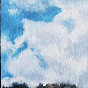 CRESTING THE RIDGE 4"x6" Oil, $50