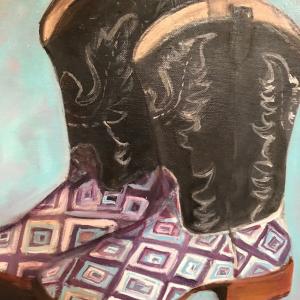 EMMY'S BOOTS 11"x14" oil painting, $200