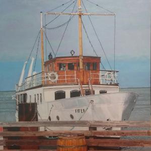 FIFER YACHT 16"x20" acrylic painting, $1000