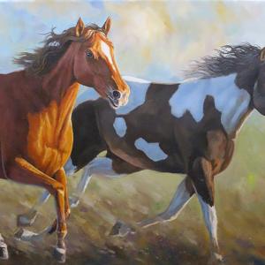 RACING THE WIND 24"x18" oil painting