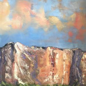 SKY 20"x20" cold wax painting, $475