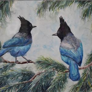 STELLER CONVERSATION 11"x14" watercolor, $250