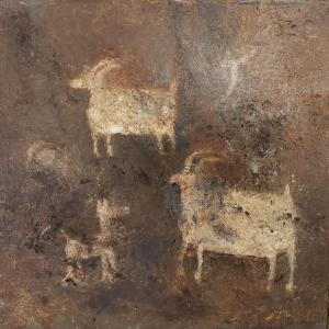 THE HUNT 8"X8"oil painting,$175