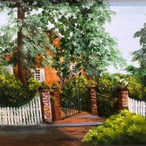 white Pickett Fence, watercolor